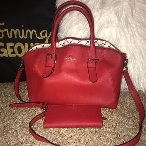 Red Kate Spade with wallet